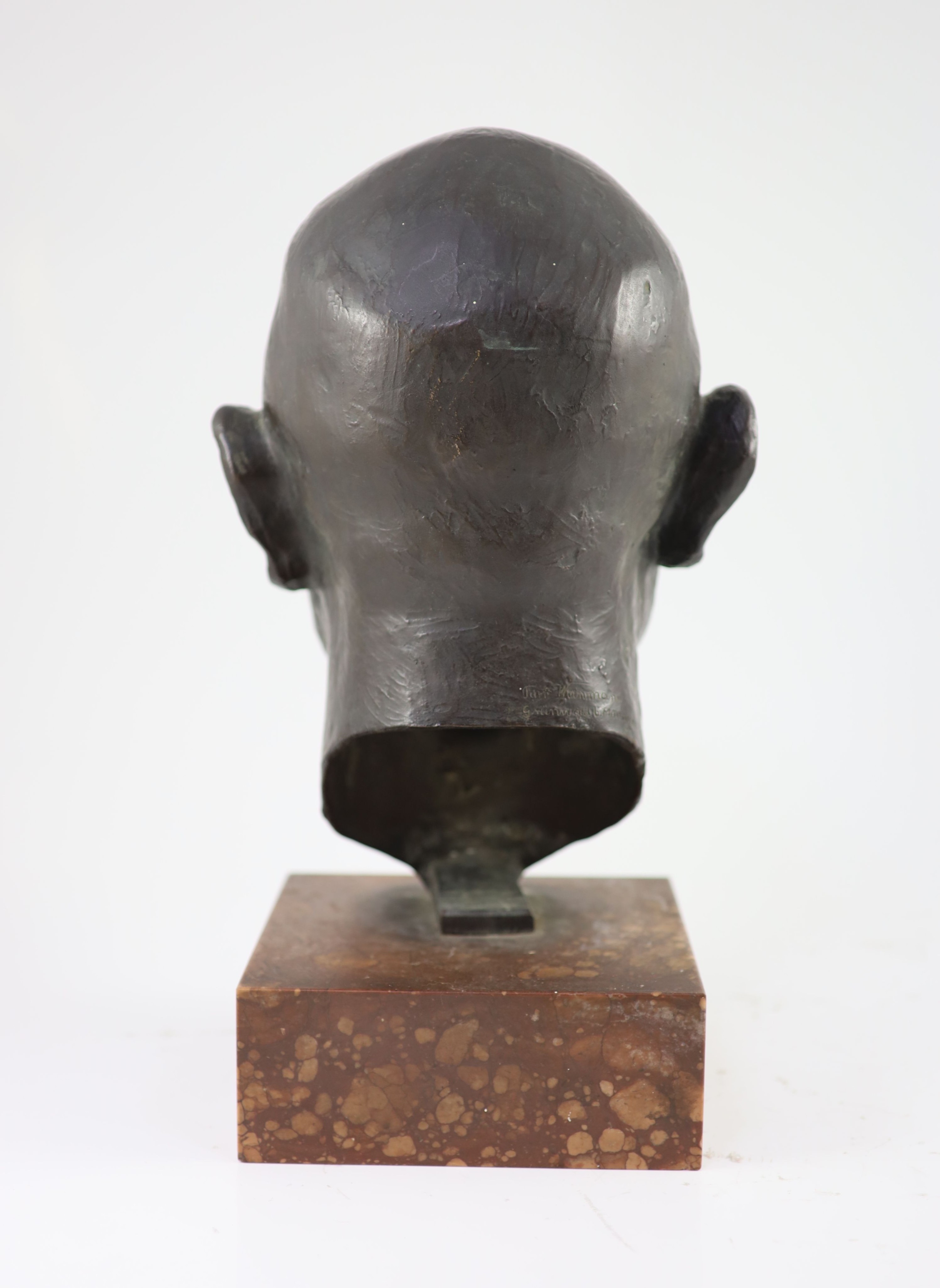 Turi Weinmann, (German, 1883-1950). A lifesize bronze head study, possibly a self-portrait of the artist, H 39cm overall.